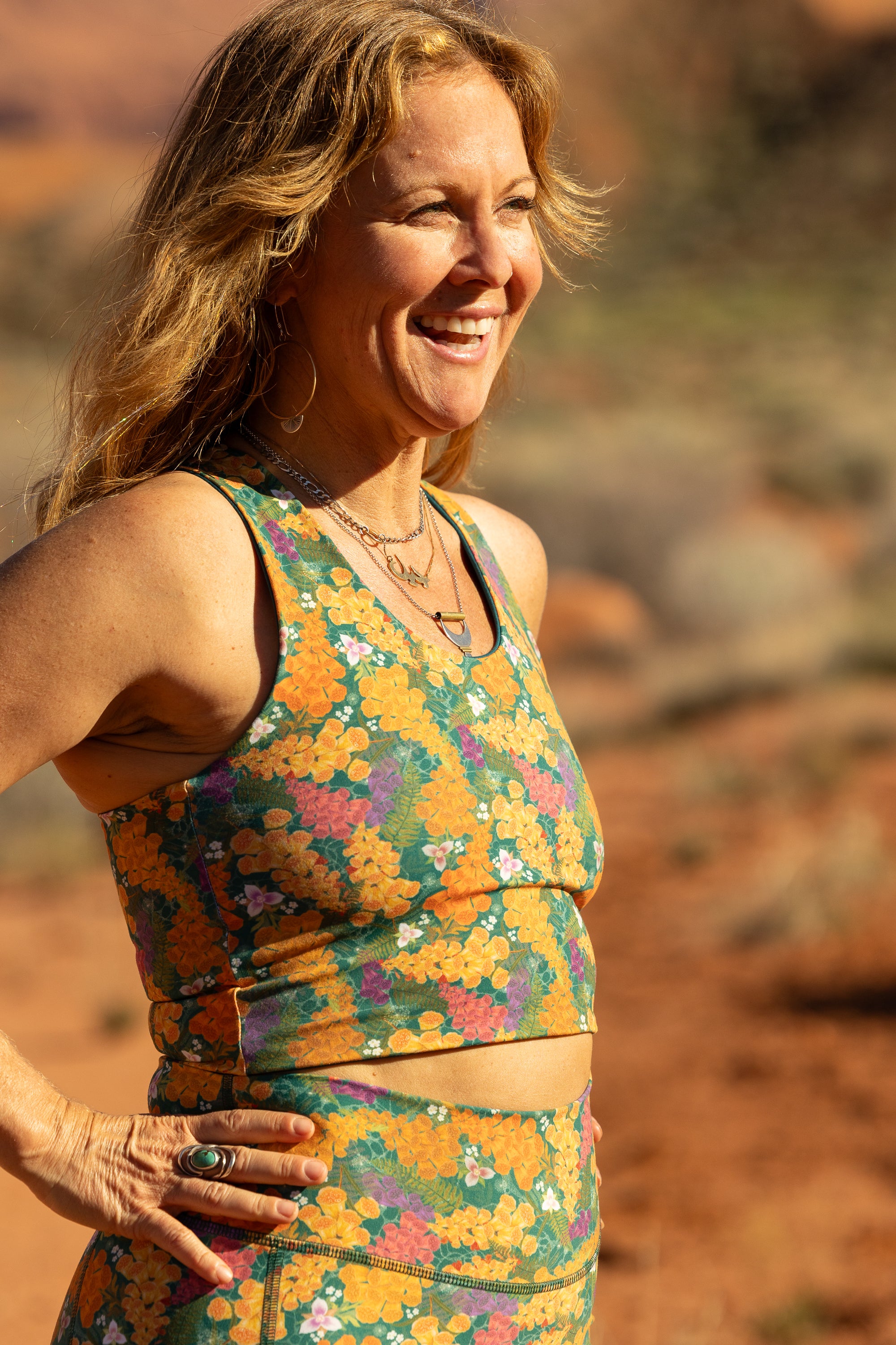Commit reversible Croptop in Loch and Glovestory print, front detail view