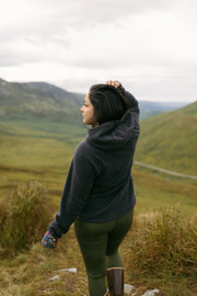 Climb on Fleece Hoodie in Cave grey, back view
